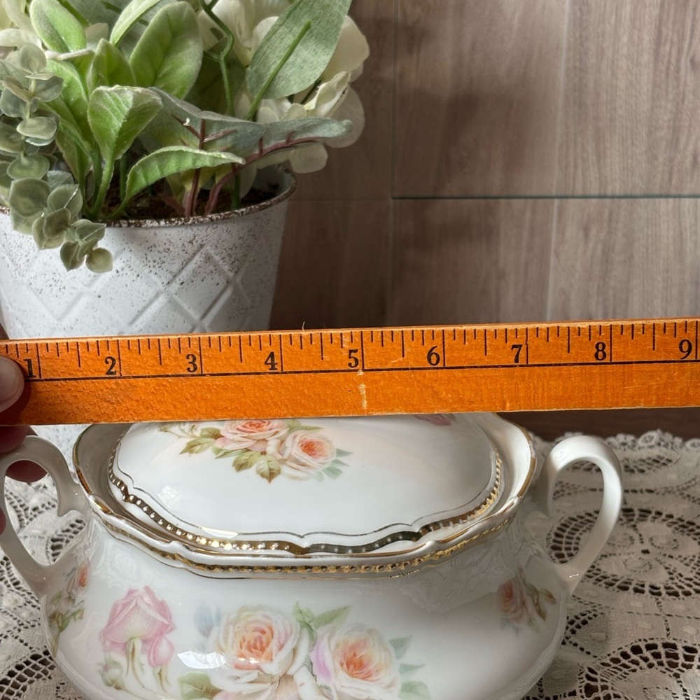 Vintage Antique P.K. Silesia Rose Porcelain Cracker Jar with Lid or Serving Dish - Picture 9 of 9